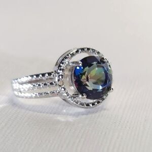 Blue Mystic Gemstone Ring Size 5-3/4